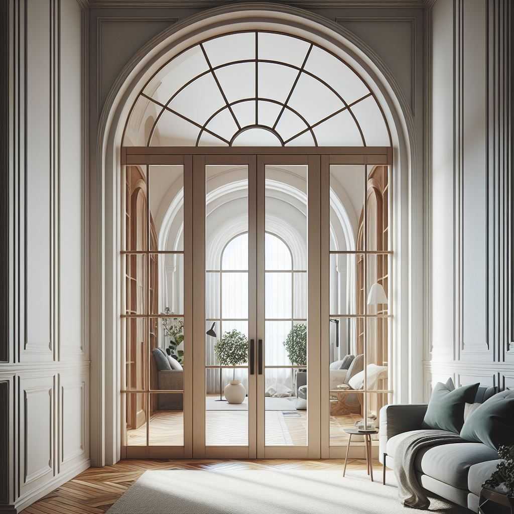 Arched Pocket Doors with Glass