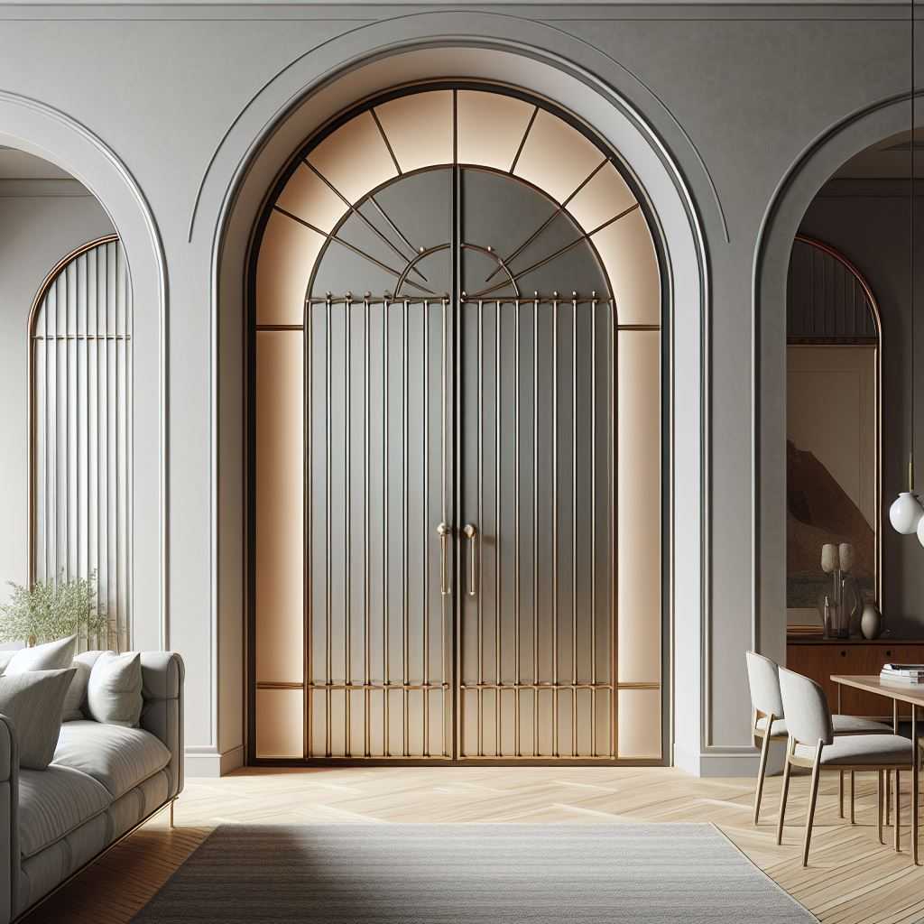 Arched Pocket Doors with Metal