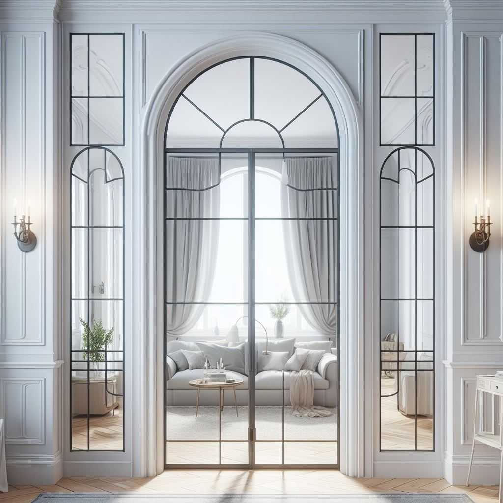 Arched Pocket Doors with Mirrors