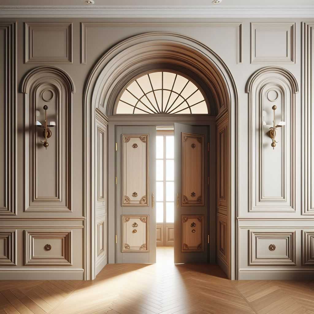 Arched Pocket Doors with Panels