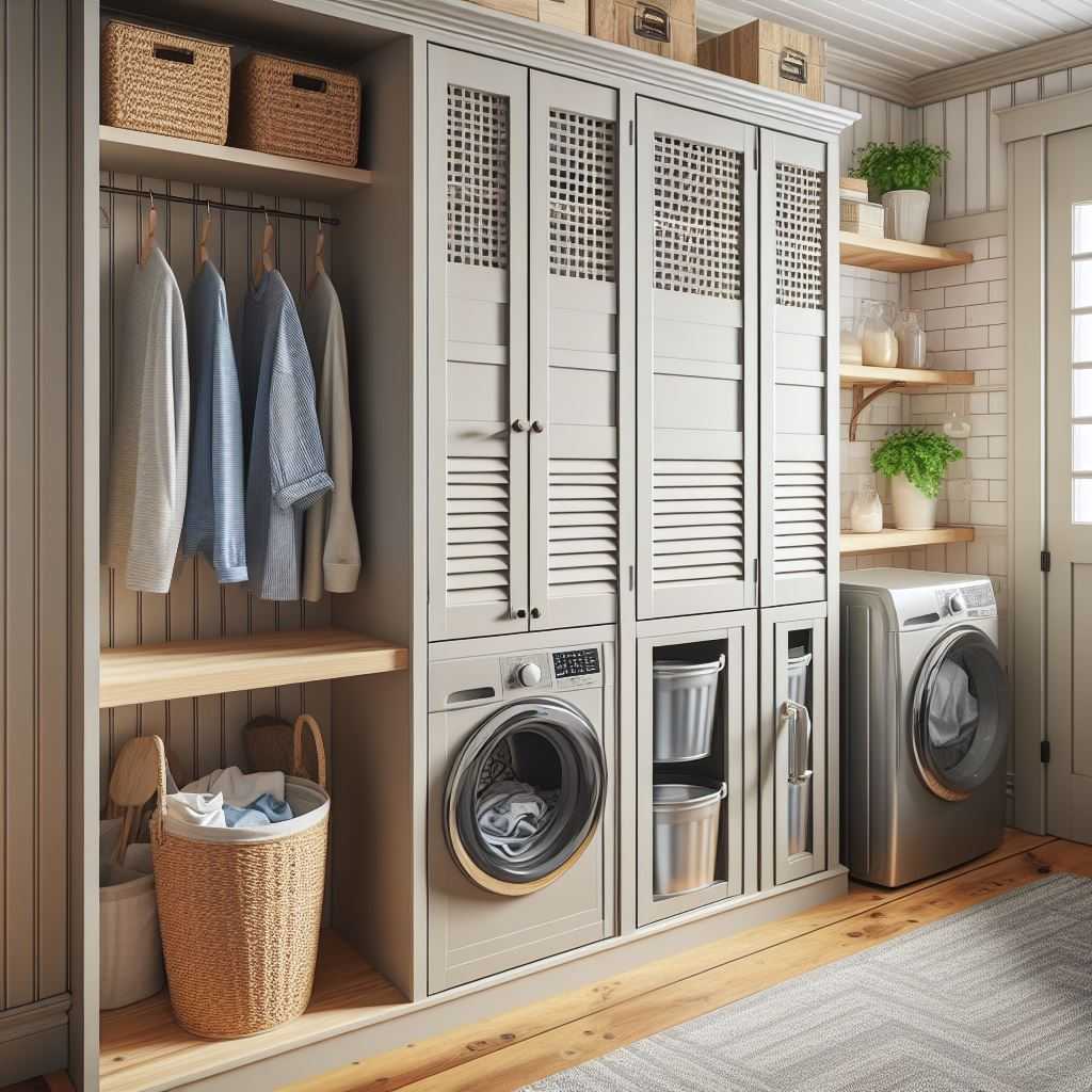 Base Cabinet with Built-In Hampers