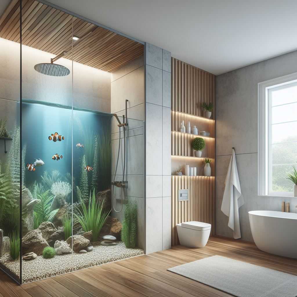 Half Walls with Built-In Aquariums