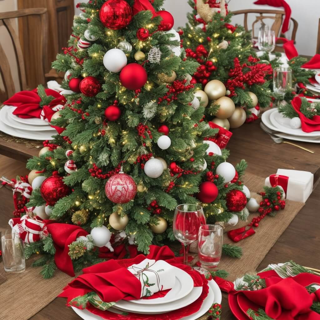 Red and Green Tabletop Decor