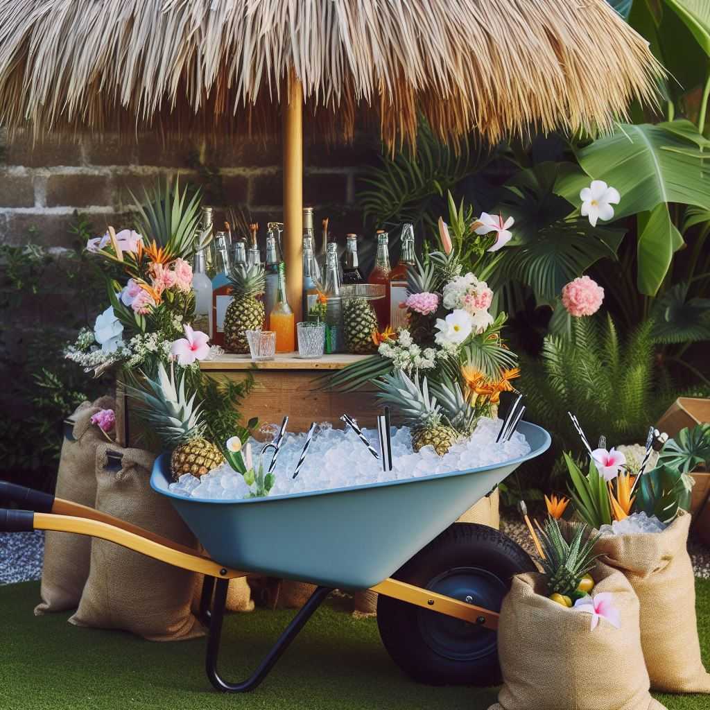 Tropical Bar in a Wheelbarrow