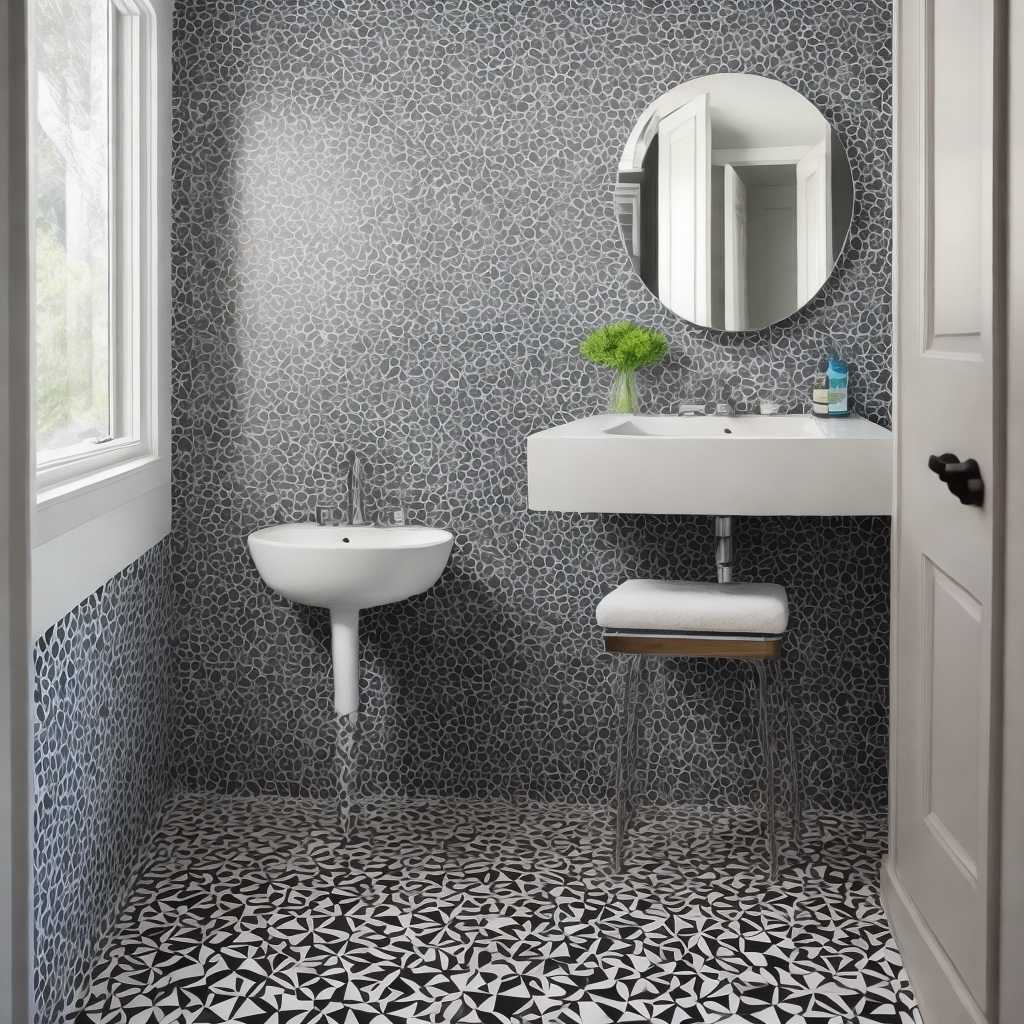 Under Stairs Powder Room with a Bold Backsplash