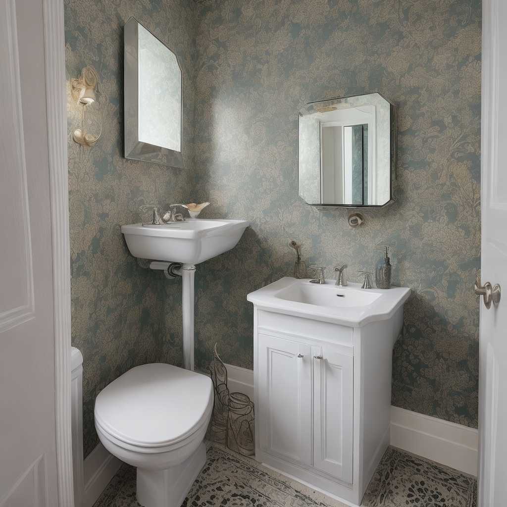 Under Stairs Powder Room with a Bold Sink