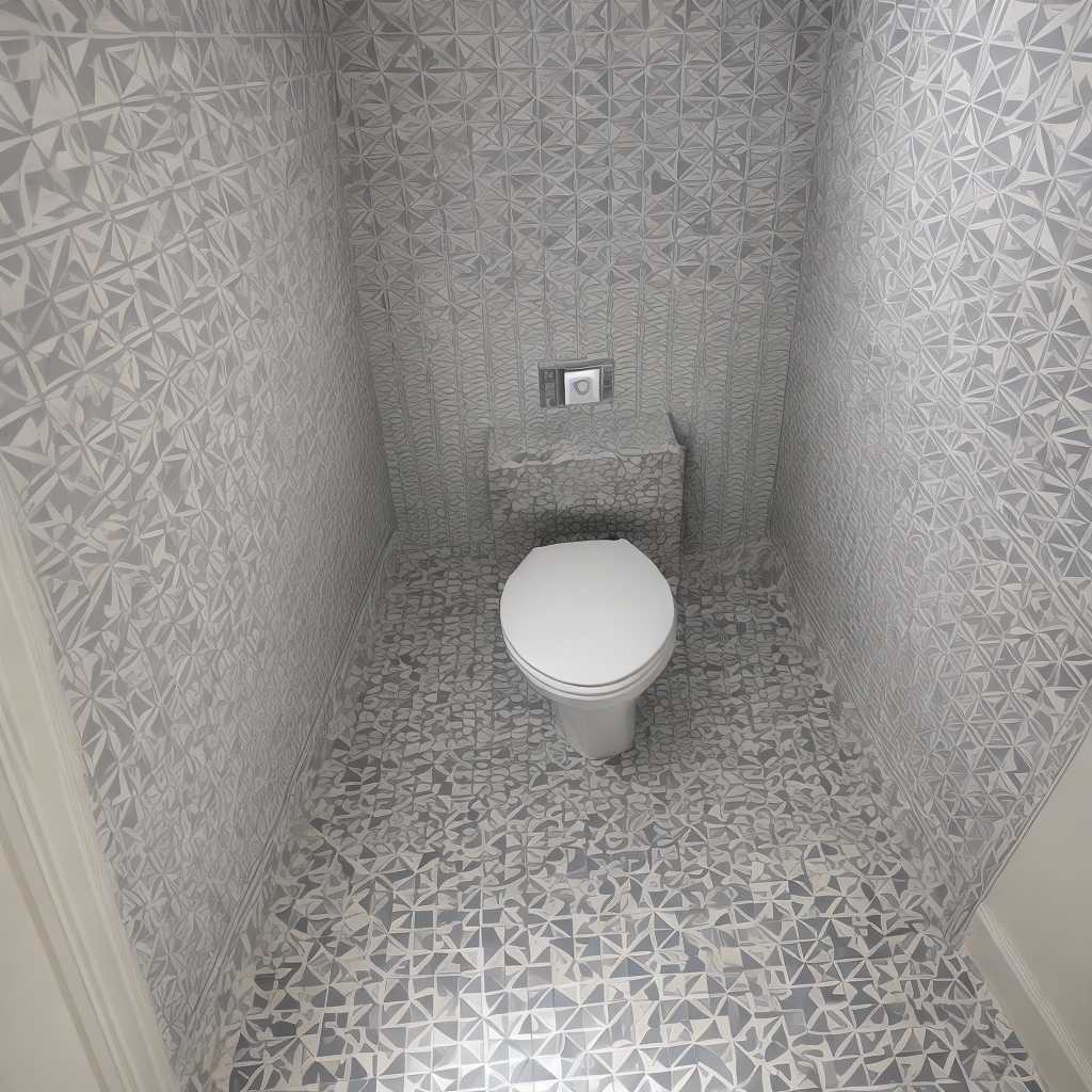 Under Stairs Powder Room with a Geometric Floor