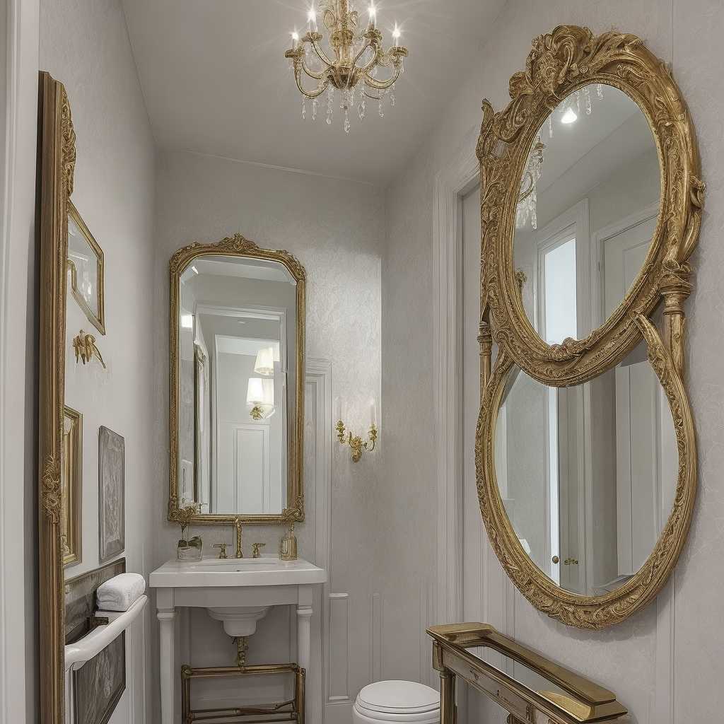 Under Stairs Powder Room with a Statement Mirror