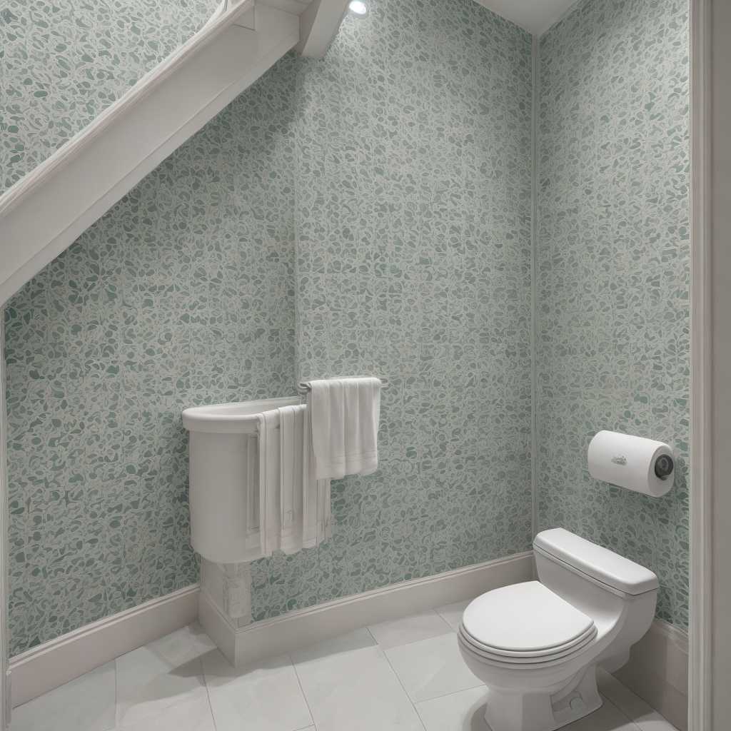 Under Stairs Powder Room with a Tiled Wall
