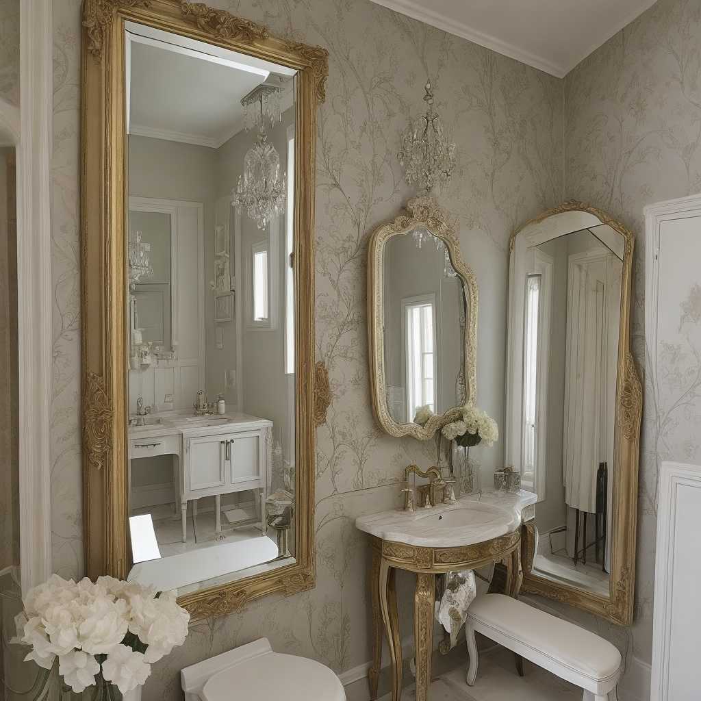 Under Stairs Powder Room with a Vintage Mirror