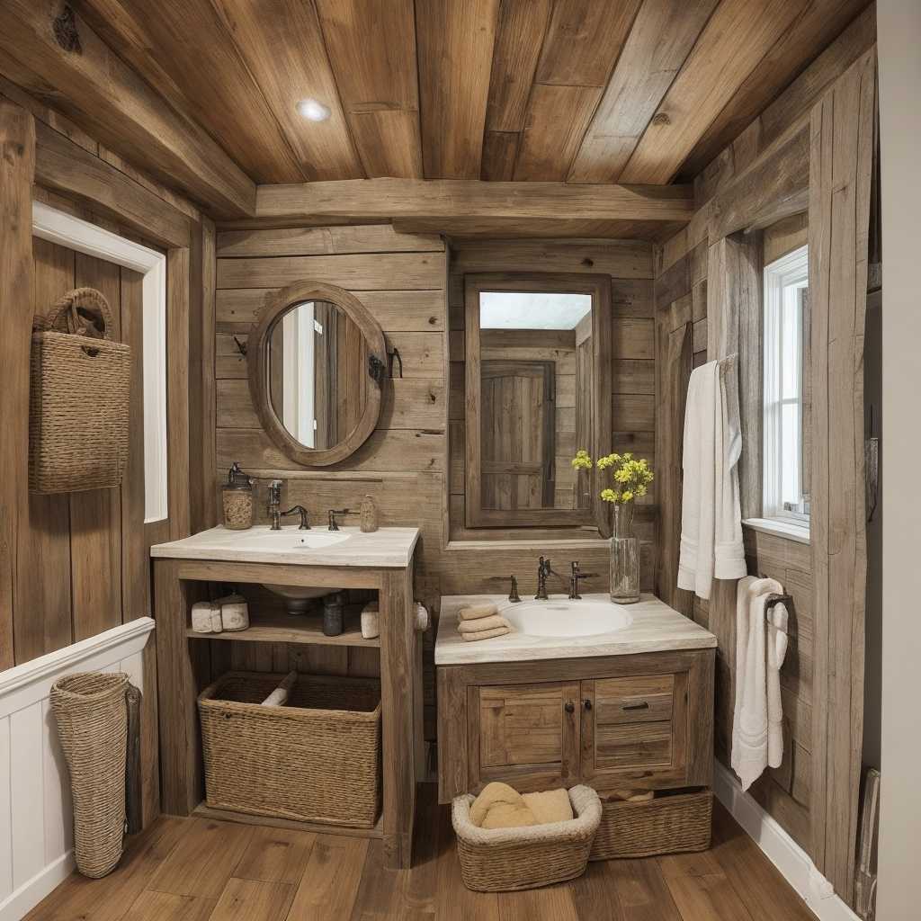 Under Stairs Powder Room with a Rustic Vanity