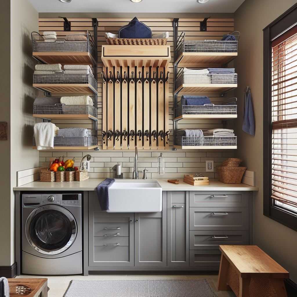 Wall Panel Drying Rack Above Utility Sink