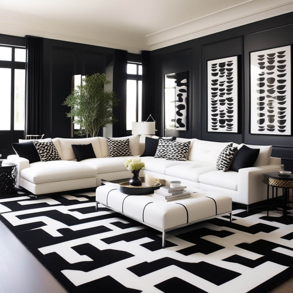 Black and White Patterned Rug