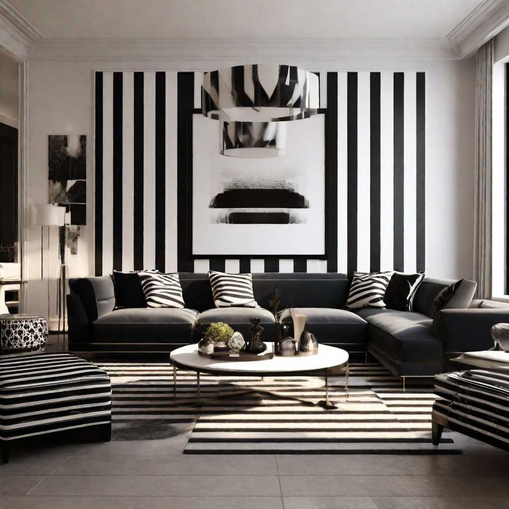 Black and White Striped Accent Wall