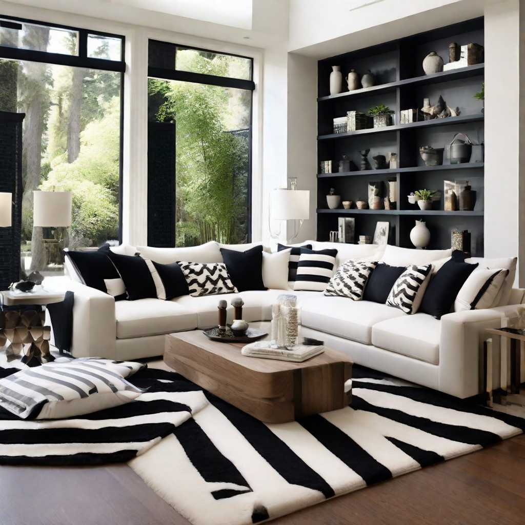 Black and White Striped Sofa