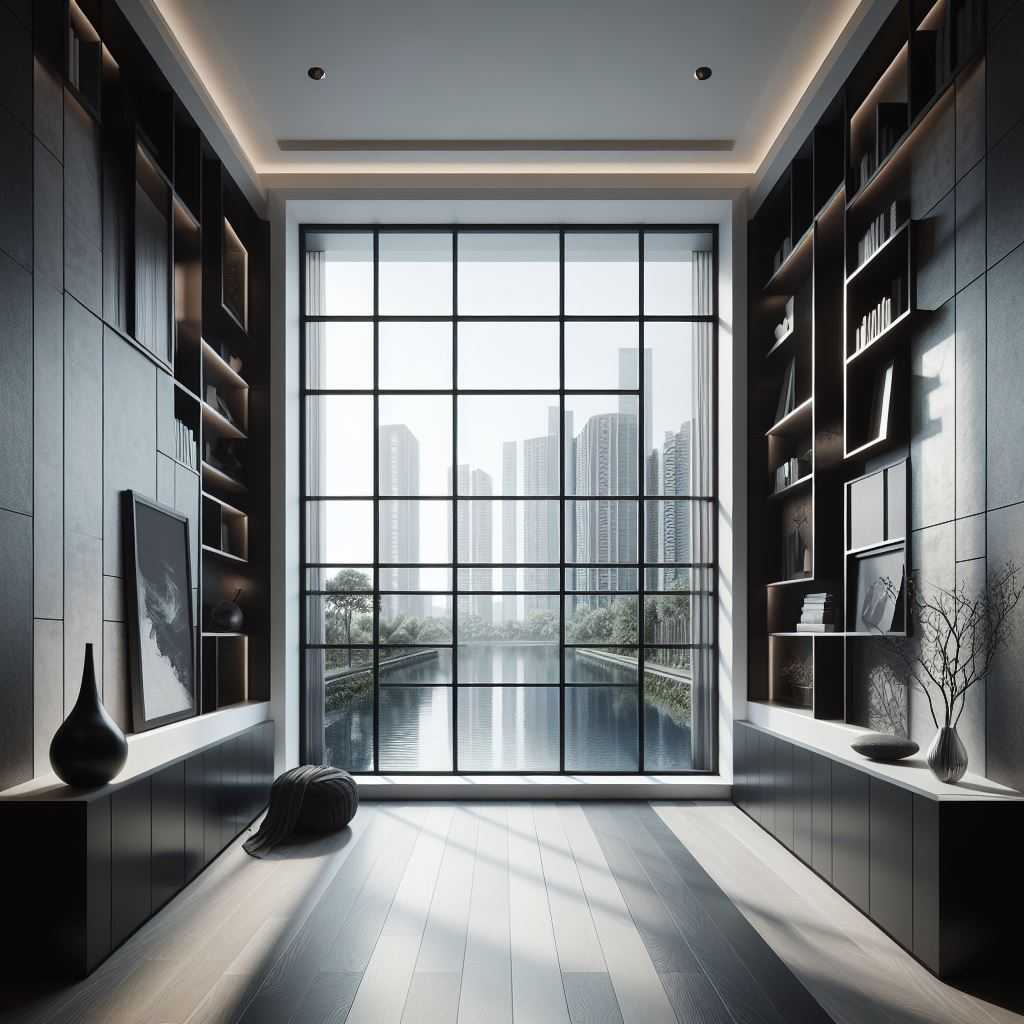 Black-Framed Interior Window