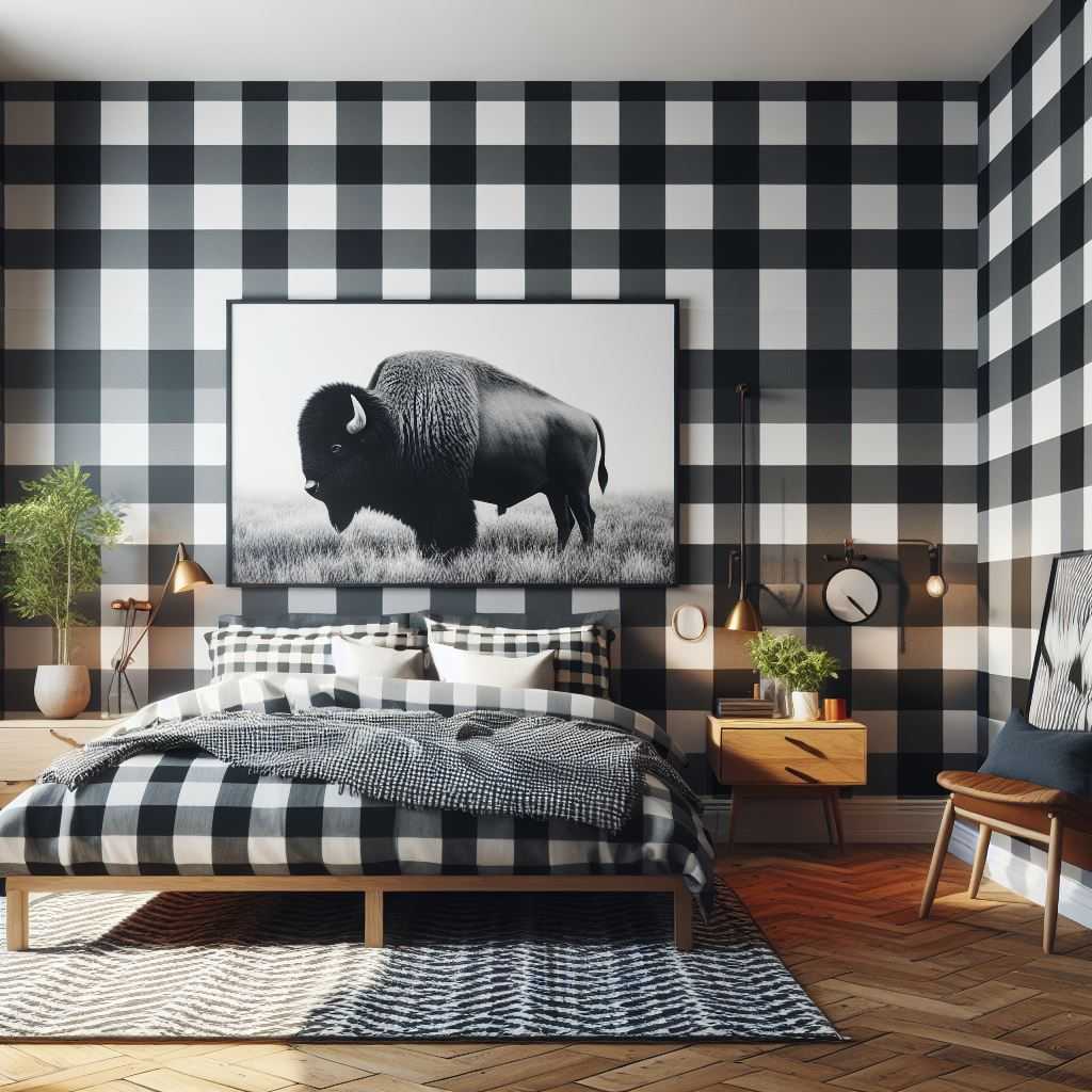 Bold Black and White Buffalo Check