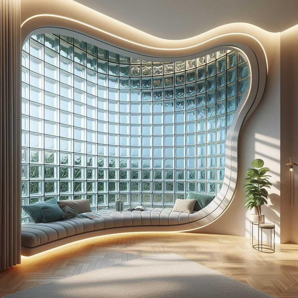 Curved Glass Block Interior Window