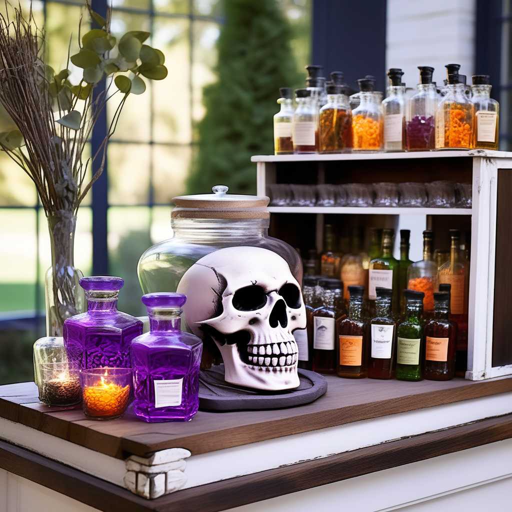 Position a Skeleton as a Halloween Bartender