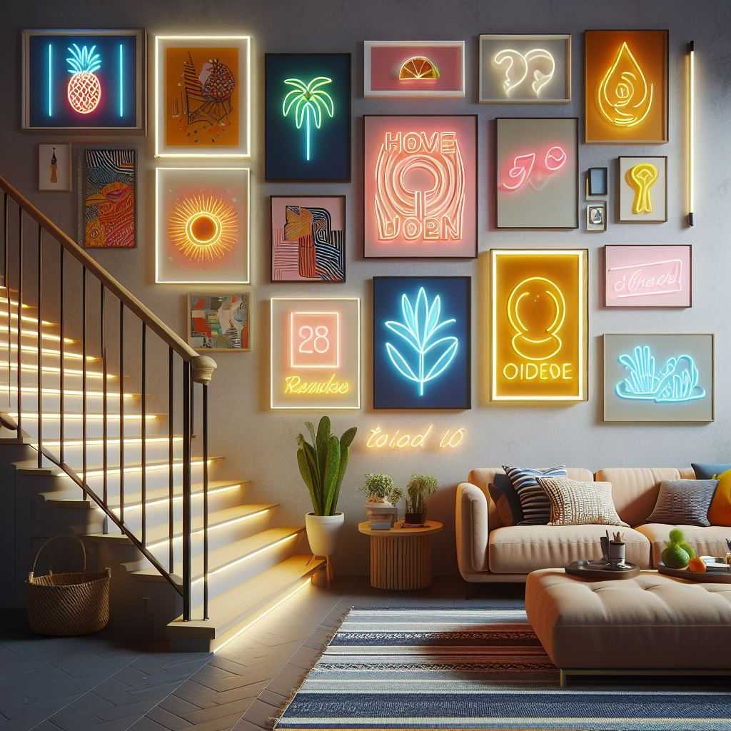 Gallery Wall with Neon Signs