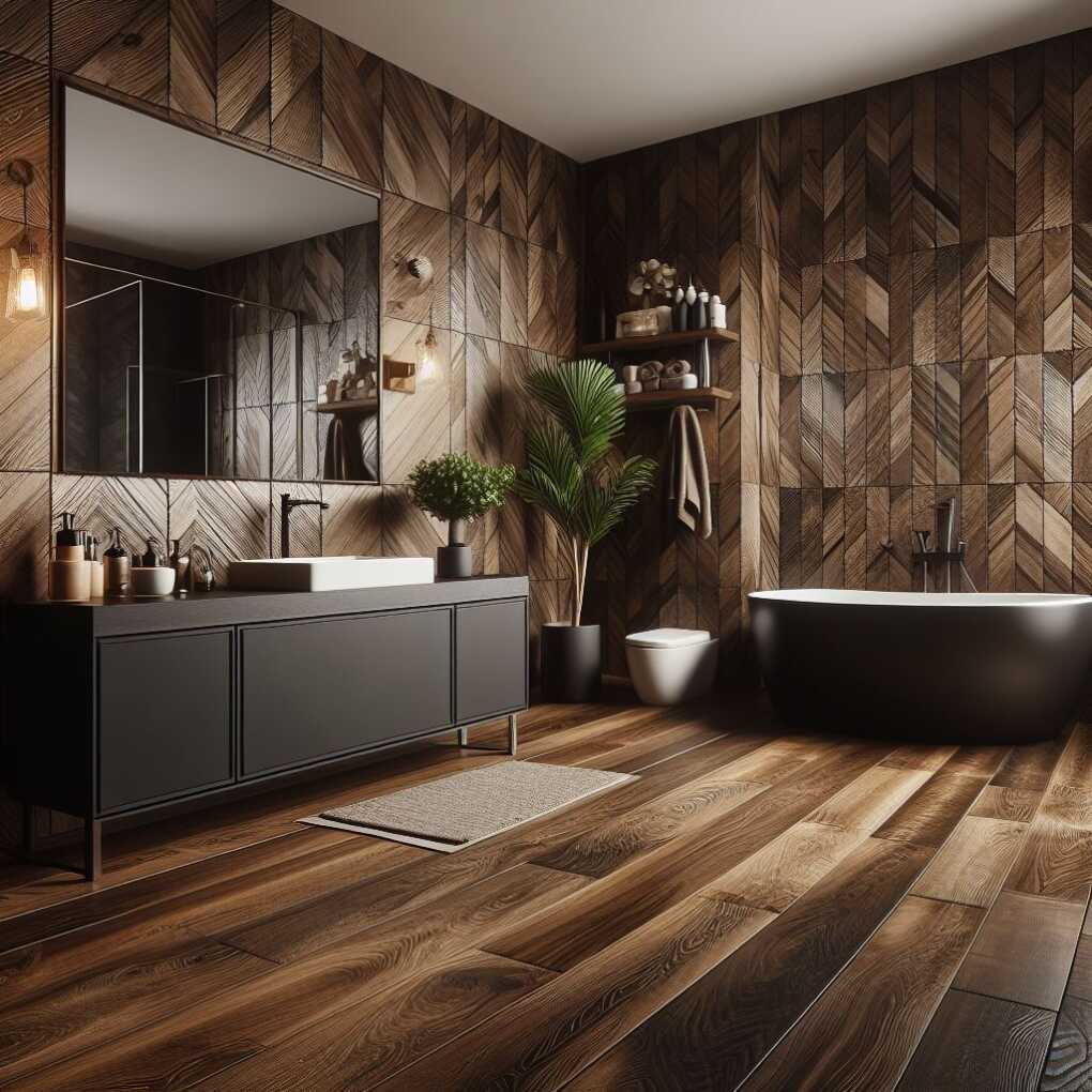 Bold Statement with Espresso Wood Tiles