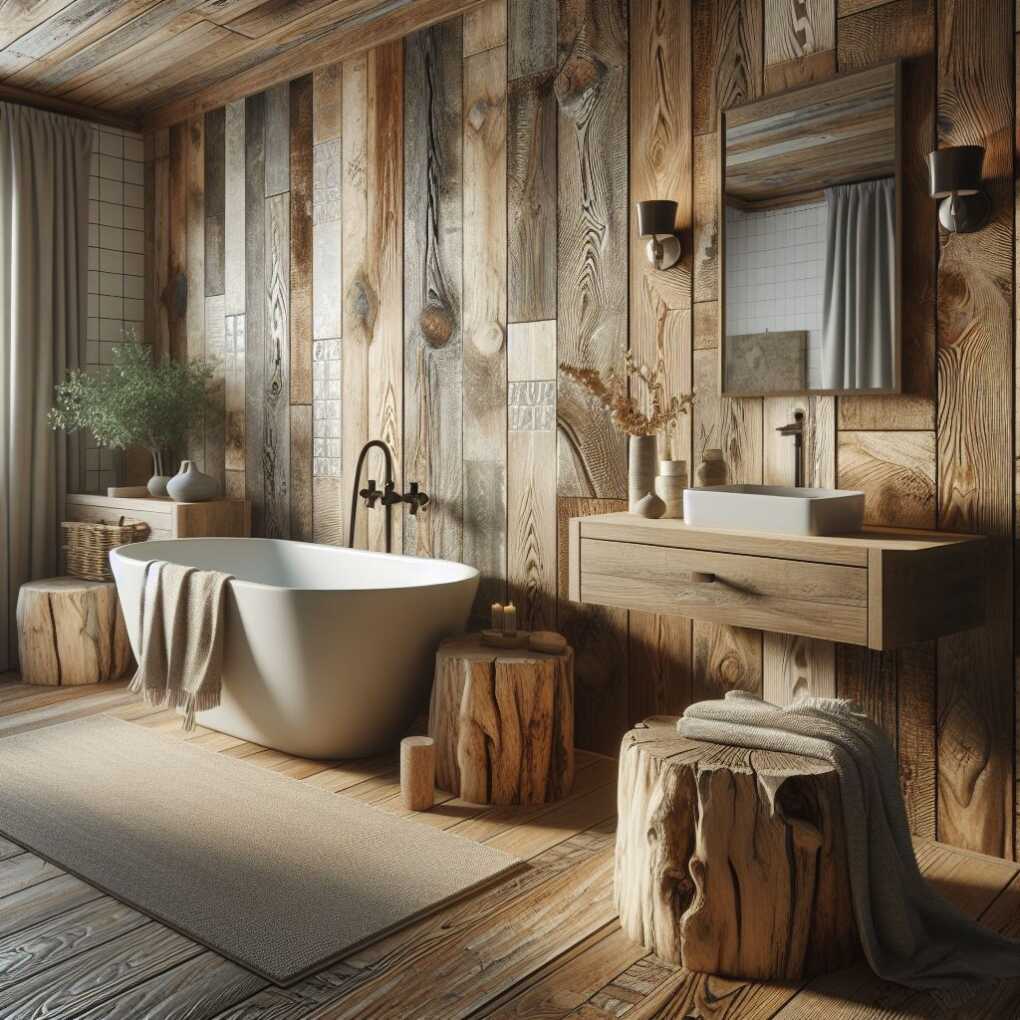 Rustic Charm with Reclaimed Wood Tiles