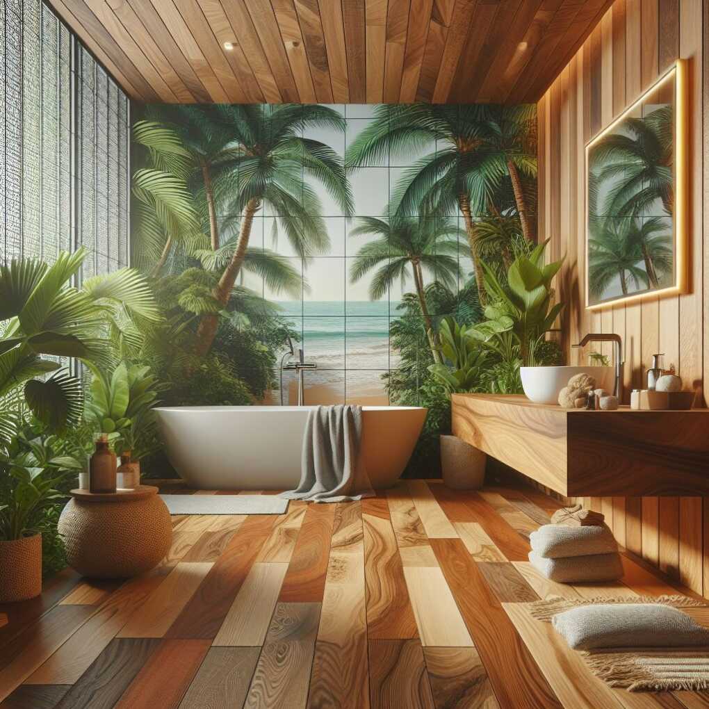 Tropical Escape with Teak Wood Tiles