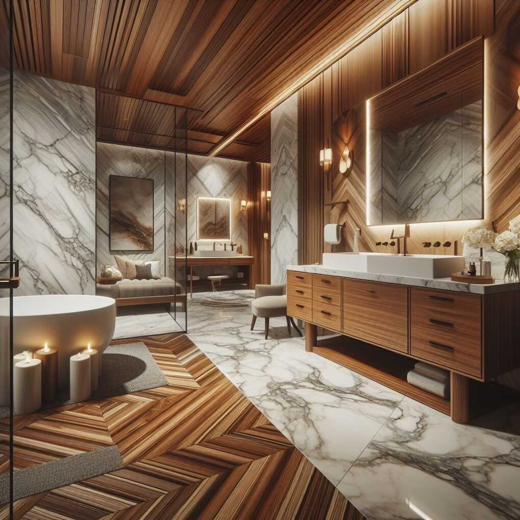 Wood and Marble Combo for Luxury Appeal