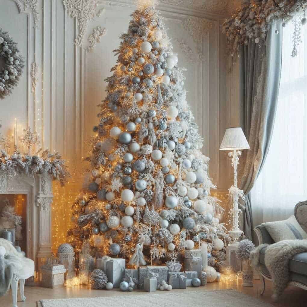 Flocked Christmas Tree Decorating Ideas