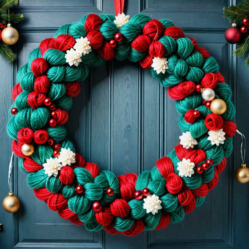 Christmas Yarn Wreath Ideas 