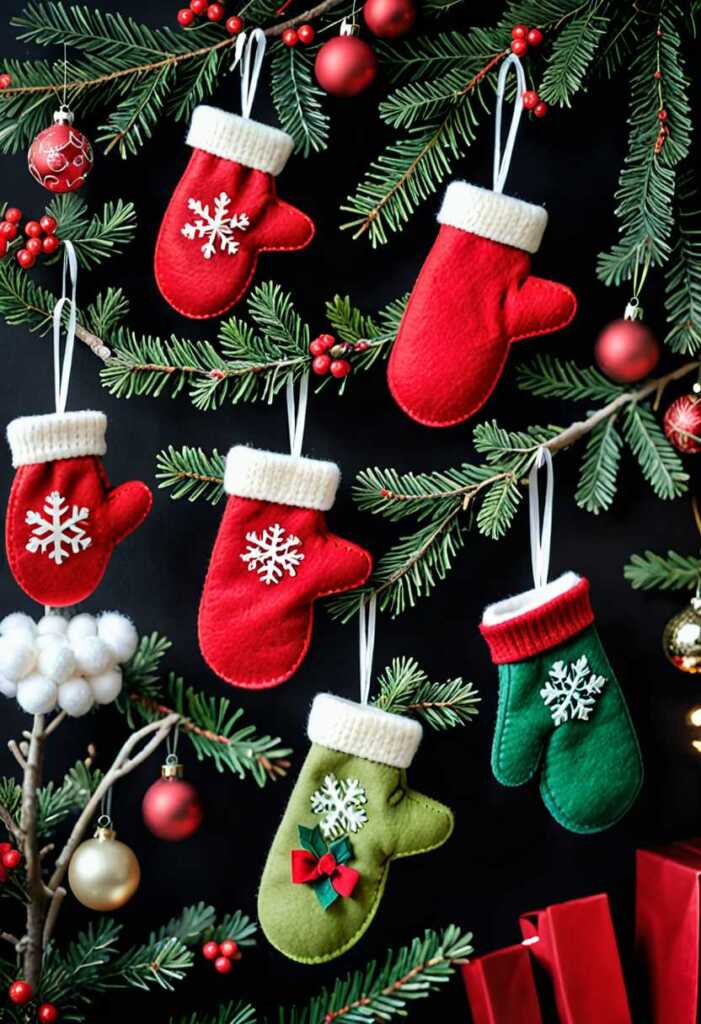 Felt Christmas Mittens