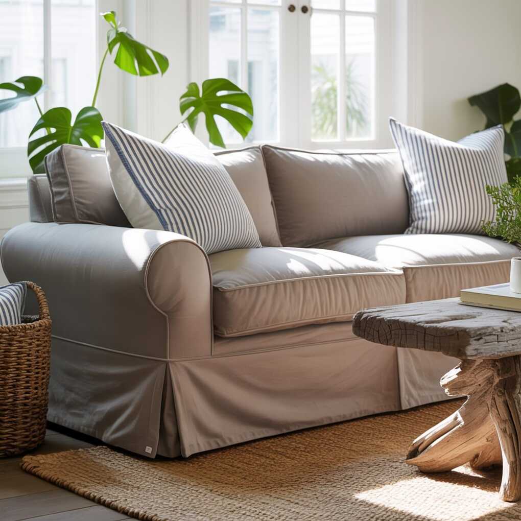 Coastal Taupe Slipcovered Sofa