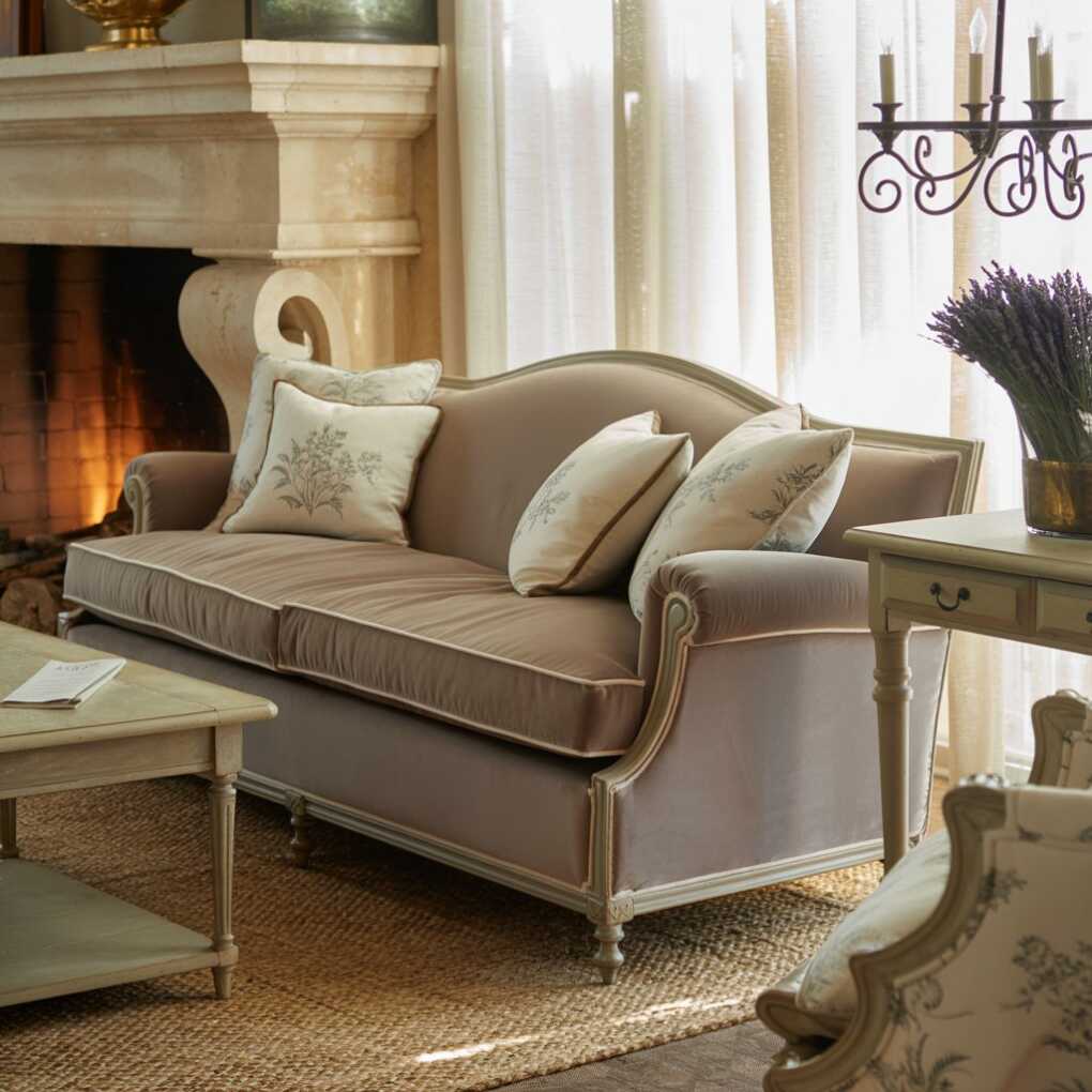 French Country Taupe Sofa