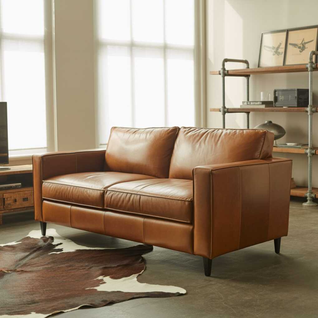 Taupe Leather Sofa for Modern Masculinity
