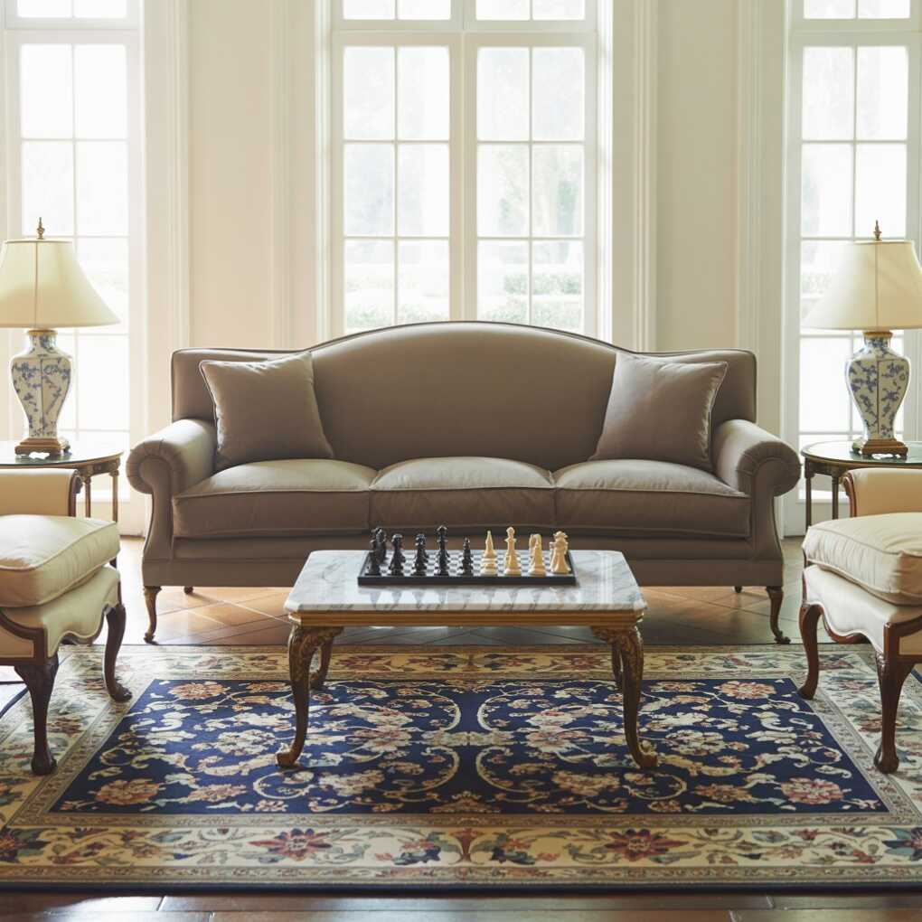 Traditional Taupe Sofa with Rolled Arms