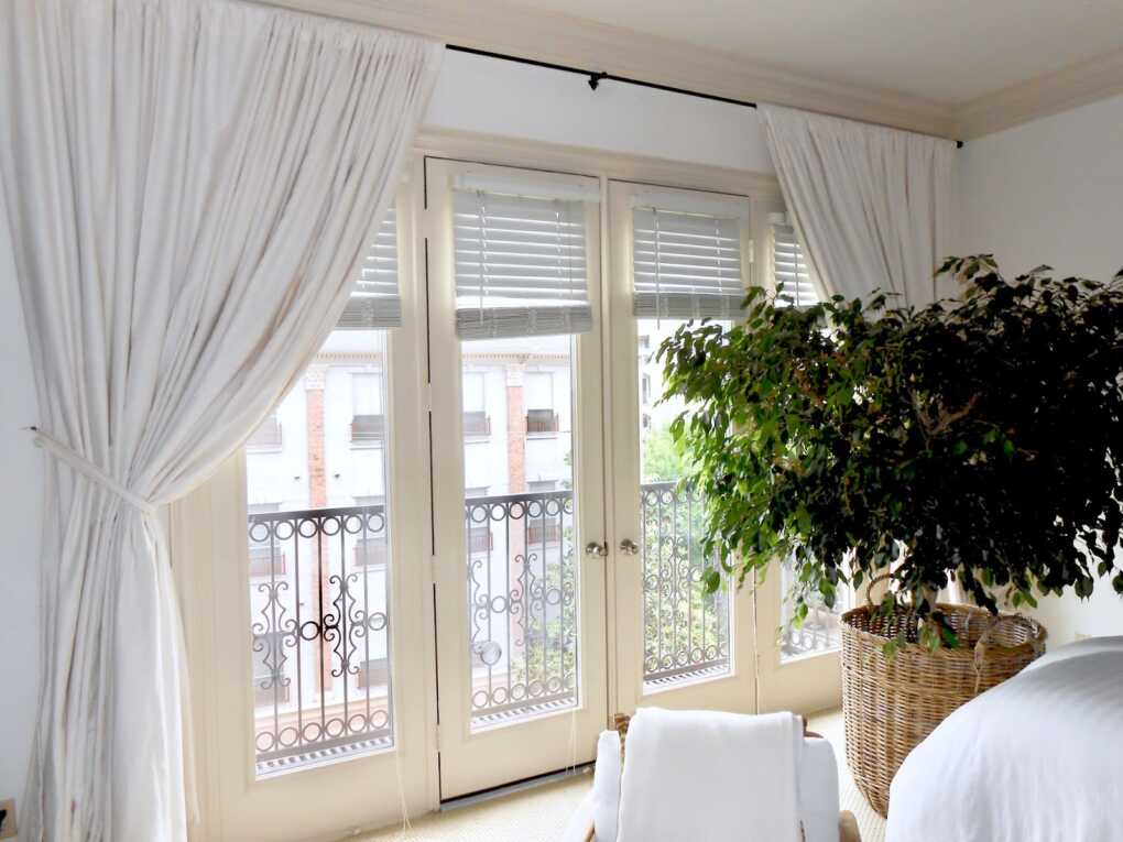 Use Linen Sheers Over Existing Blinds
