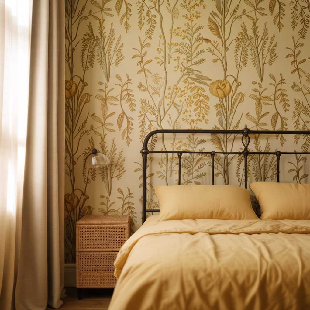 Vintage Floral Wallpaper Accent Wall