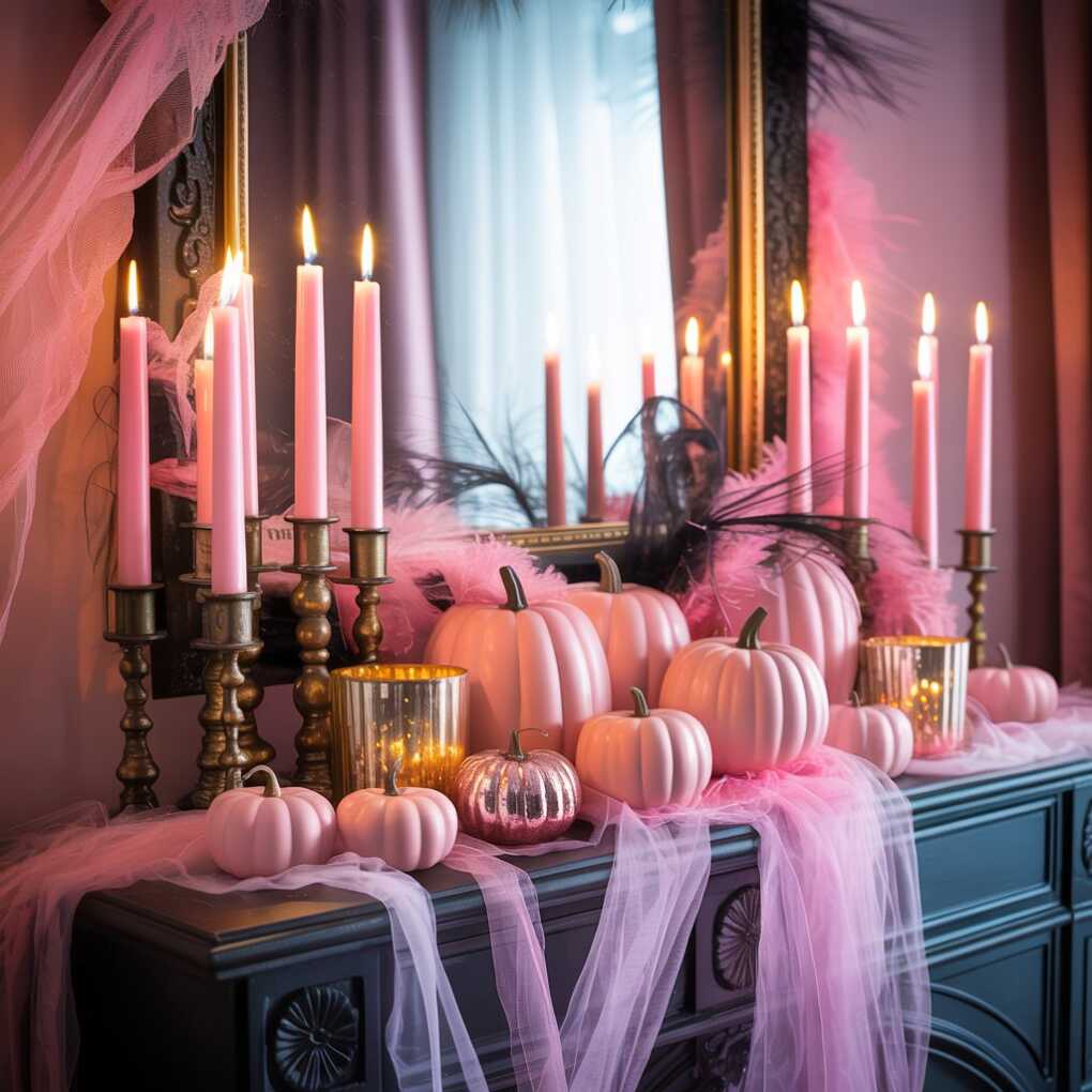 Pink Candle Holders with Black Details