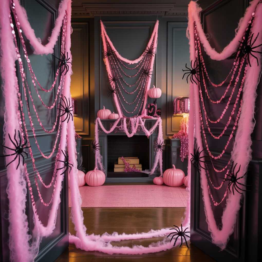Pink Spider Webs with Sequin Details