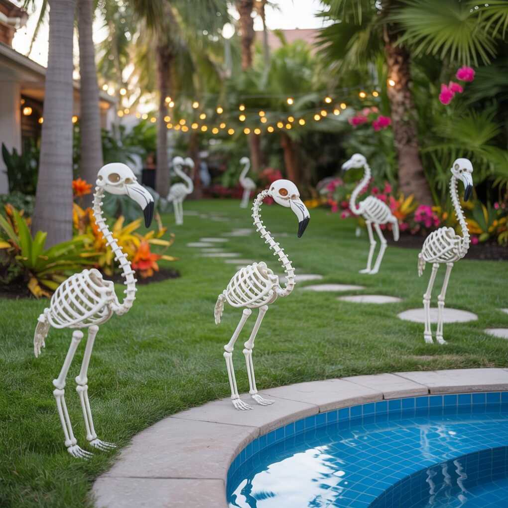 Skeleton Flamingo Garden