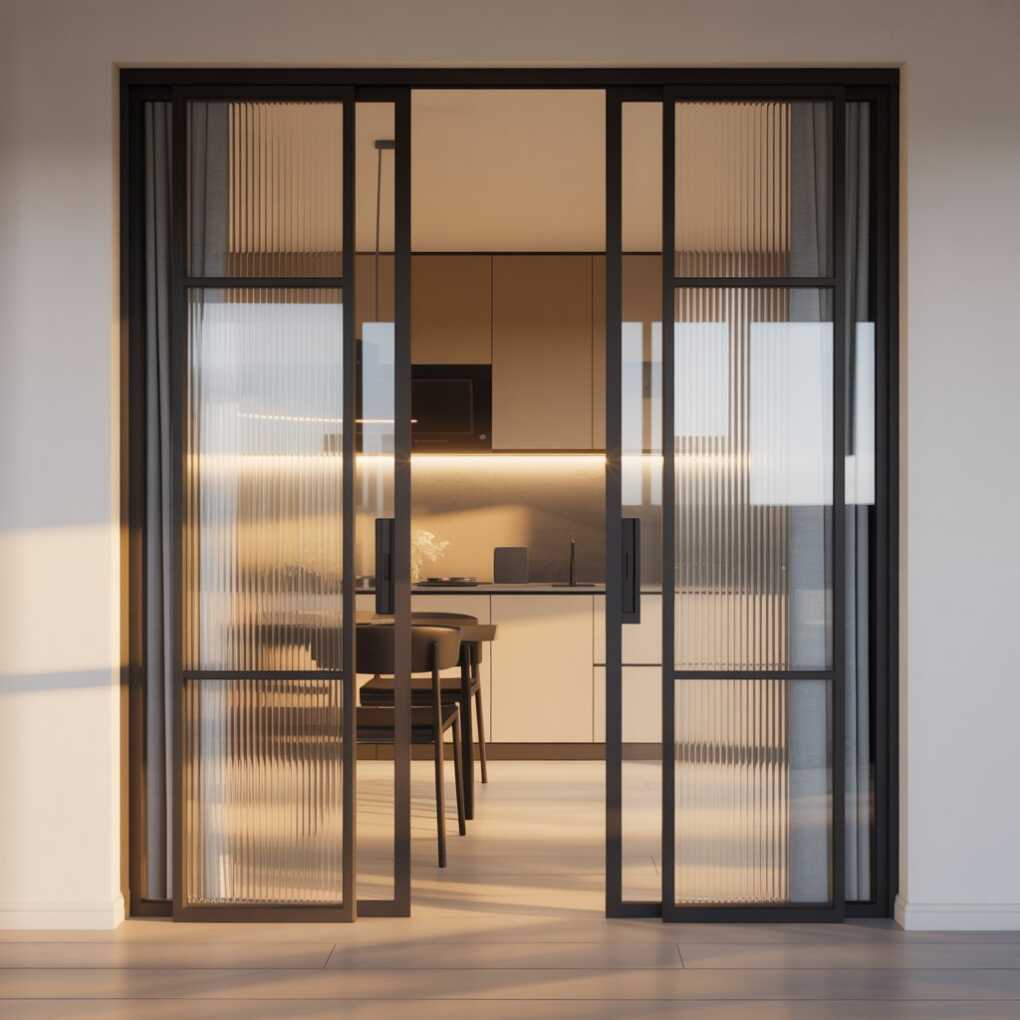 2. Double Sliding Doors Wide Opening, Sleek Transition