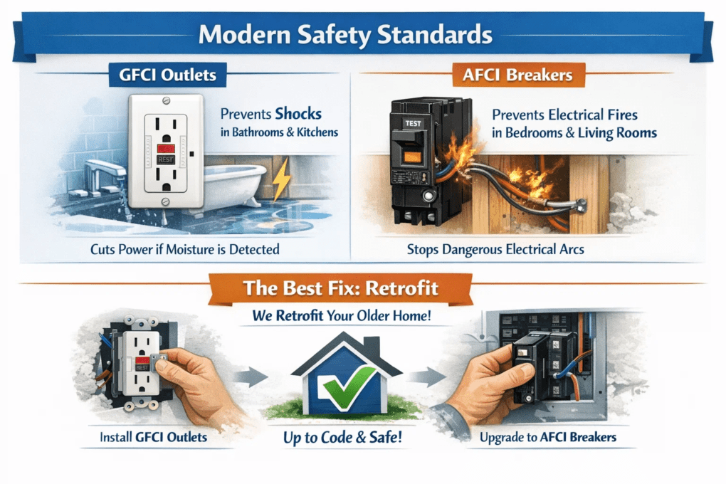Lack of GFCI and AFCI Protection
