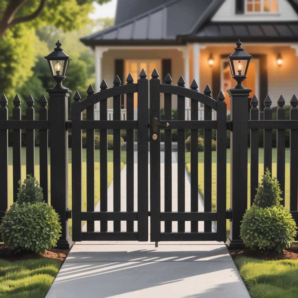 Black Picket with Double Gates