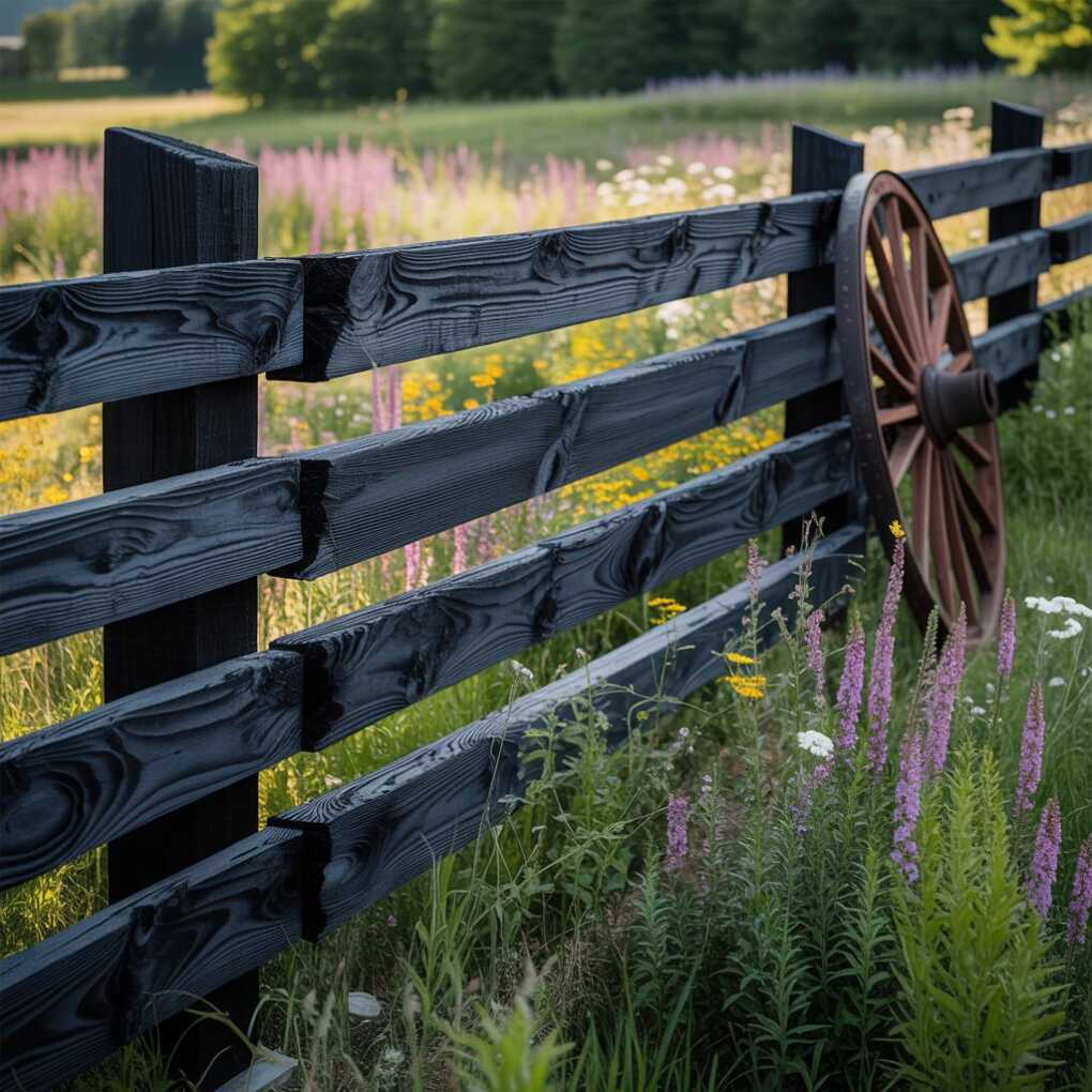 Blackened Wood Split Rail