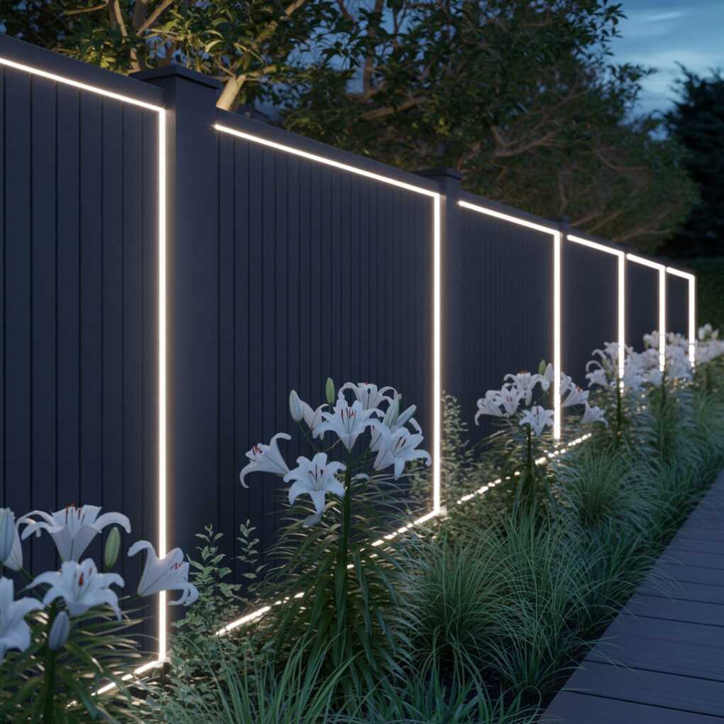 Illuminated Black Fence Borders