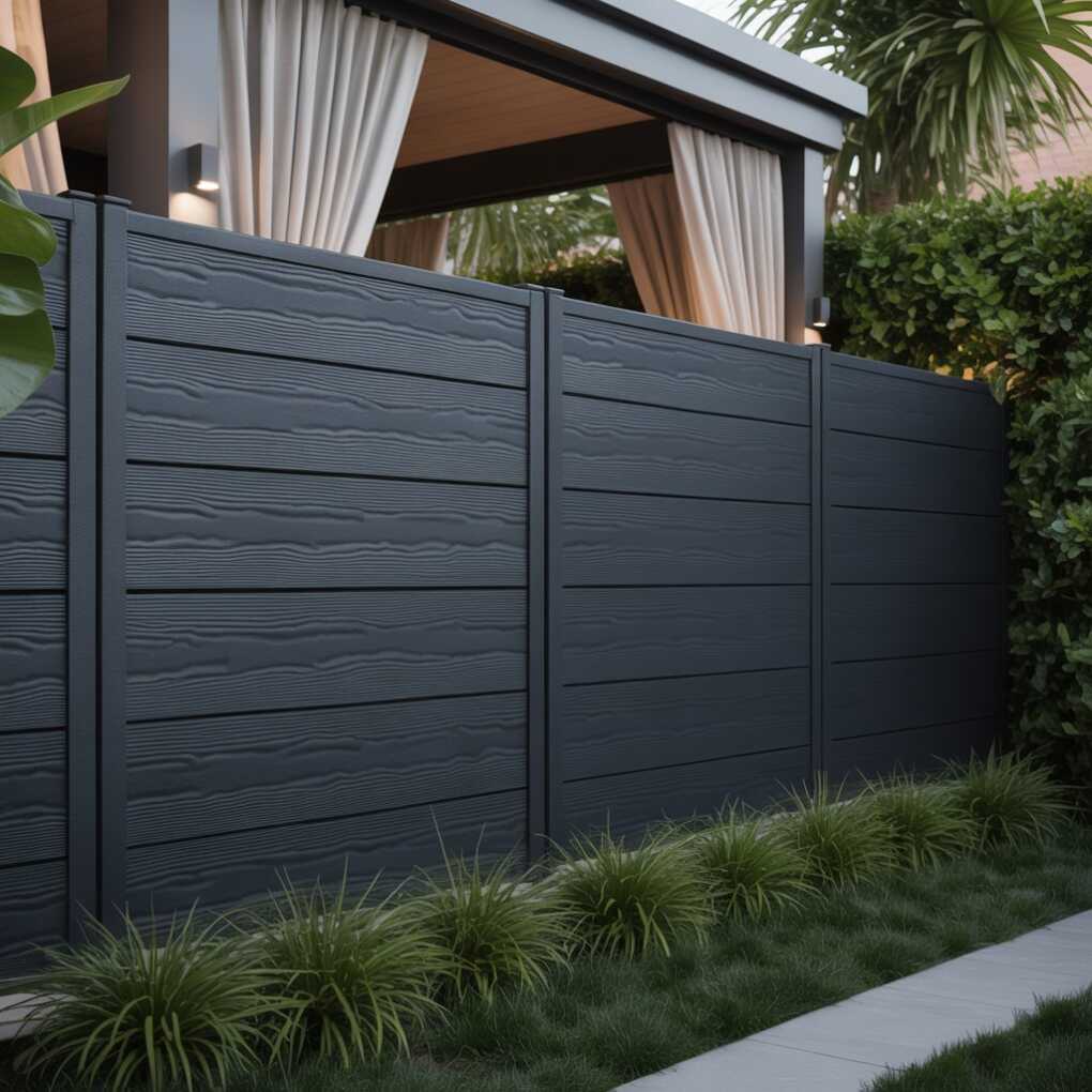 Textured Black Composite Privacy Walls