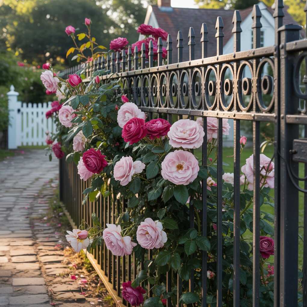 Wrought Iron with Climbing Roses