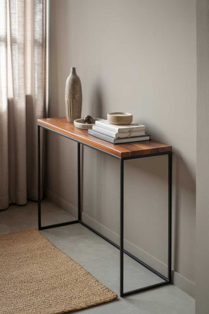 Slim & Modern Metal-Frame Narrow Console Table